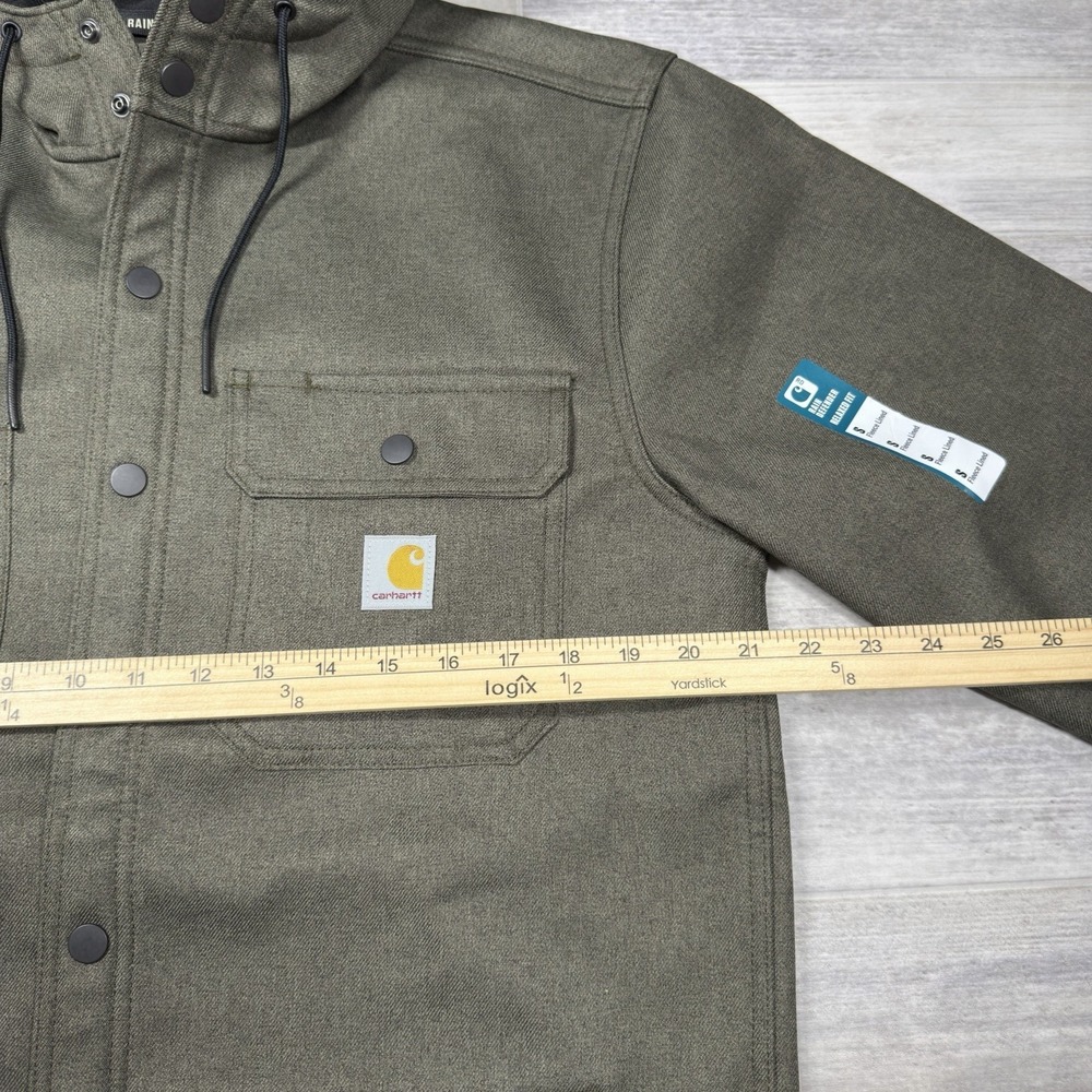 Men's Carhartt Color Moss Rain Defender Hooded Jacket Relaxed Fit Small NWT - Picture 6 of 7